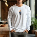 Banco Longsleeve Langarmshirt mit Teddy Druck Rundhalsausschnitt Hellblau/Grau/Rosa/Weiß