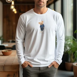 Longsleeve Langarmshirt mit Teddy Druck und Rundhalsauschnitt Gre S - 3XL