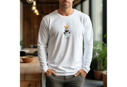 Banco Longsleeve Langarmshirt mit Teddy Druck Rundhalsausschnitt Orange/Grau/Creme/Weiß/Silber