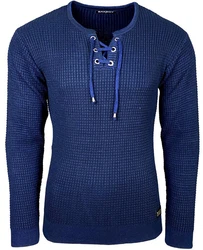 Baxboy Herren Pullover Slim Fit Rundhals Strick-Pullover Rundkragen Moderner Longsleeve (BB-52132) Blau