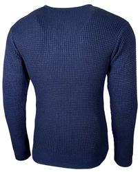 Baxboy Herren Pullover Slim Fit Rundhals Strick-Pullover Rundkragen Moderner Longsleeve (BB-52132) Blau