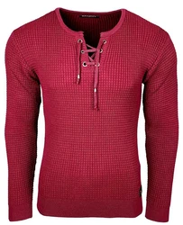Baxboy Herren Pullover Slim Fit Rundhals Strick-Pullover Rundkragen Moderner Longsleeve (BB-52132) Dunkelrot/Rosa/Rot/Bordeaux