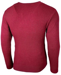 Baxboy Herren Pullover Slim Fit Rundhals Strick-Pullover Rundkragen Moderner Longsleeve (BB-52132) Dunkelrot/Rosa/Rot/Bordeaux