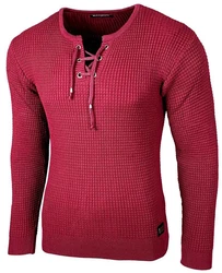 Baxboy Herren Pullover Slim Fit Rundhals Strick-Pullover Rundkragen Moderner Longsleeve (BB-52132) Dunkelrot/Rosa/Rot/Bordeaux