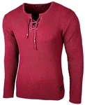 Baxboy Herren Pullover Slim Fit Rundhals Strick-Pullover Rundkragen Moderner Longsleeve (BB-52132) Dunkelrot/Rosa/Rot/Bordeaux