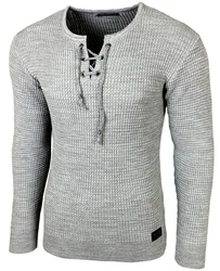 Baxboy Herren Pullover Slim Fit Rundhals Strick-Pullover Rundkragen Moderner Longsleeve (BB-52132) Grau (BB-52132)