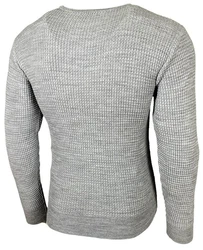 Baxboy Herren Pullover Slim Fit Rundhals Strick-Pullover Rundkragen Moderner Longsleeve (BB-52132) Grau (BB-52132)