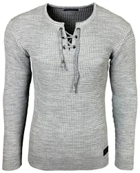Baxboy Herren Pullover Slim Fit Rundhals Strick-Pullover Rundkragen Moderner Longsleeve (BB-52132) Grau (BB-52132)