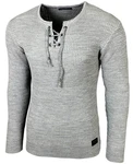 Baxboy Herren Pullover Slim Fit Rundhals Strick-Pullover Rundkragen Moderner Longsleeve (BB-52132) Grau (BB-52132)