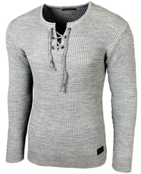 Baxboy Herren Pullover Slim Fit Rundhals Strick-Pullover Rundkragen Moderner Longsleeve (BB-52132) Grau (BB-52132)