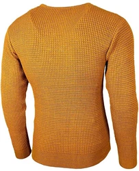 Baxboy Herren Pullover Slim Fit Rundhals Strick-Pullover Rundkragen Moderner Longsleeve (BB-52132) Gelb/Orange