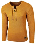 Baxboy Herren Pullover Slim Fit Rundhals Strick-Pullover Rundkragen Moderner Longsleeve (BB-52132) Gelb/Orange