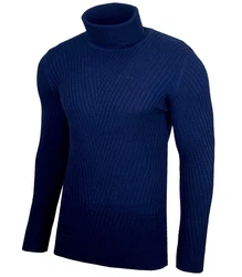 Baxboy Herren Slim Fit Rollkragenpullover Blau/Dunkelblau