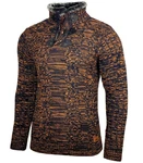 Baxboy Strickpullover Hoher Kragen Stehkragen Rot/Braun/Orange