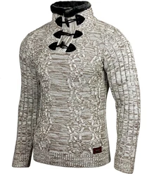 Baxboy Strickpullover Hoher Kragen Stehkragen Grau/Beige/Silber/Bordeaux/Dunkelgrau