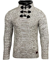 Baxboy Strickpullover Hoher Kragen Stehkragen Grau/Beige/Silber/Bordeaux/Dunkelgrau