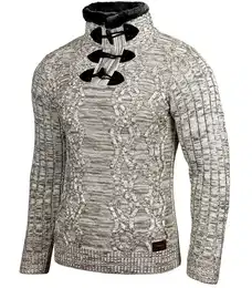 Strickpullover Herren Pullover Hoher Kragen Stehkragen Strickpullover