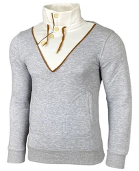 Baxboy Strickpullover Tube-Neck Stehkragen Grau/Hellgrau/Dunkelblau