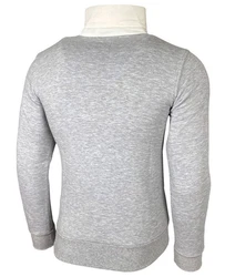 Baxboy Strickpullover Tube-Neck Stehkragen Grau/Hellgrau/Dunkelblau