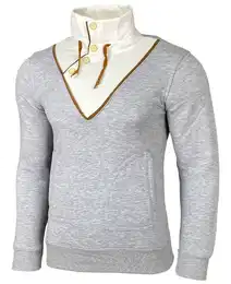 Strickpullover Herren Sweatshirt Tube-Neck Stehkragen Knopfverschluss