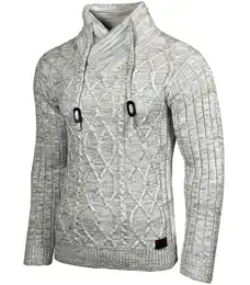 Strickpullover Herren Meliert Pullover Stehkragen Winter-Freizeit Pulli B-292