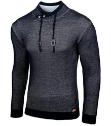 Baxboy Strickpullover Stehkragen Moderner Mnner schwarzer