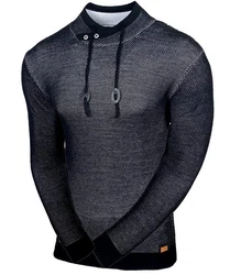 Baxboy Strickpullover Stehkragen Moderner Mnner schwarzer