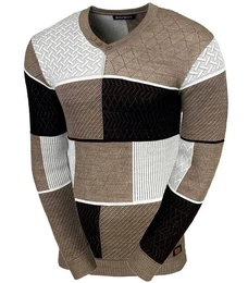 Strickpullover Herren Pullover V-Neck Strick-Pullover Rundkragen BB-52301