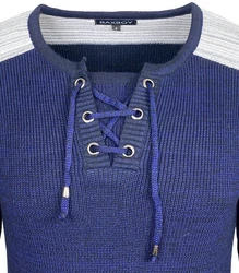 Baxboy Strickpullover V-Neck Herren Dunkelblau/Blau