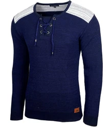 Baxboy Strickpullover V-Neck Herren Dunkelblau/Blau