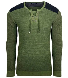 Baxboy Strickpullover V-Neck Herren Dunkelgrün/Grün
