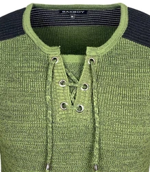 Baxboy Strickpullover V-Neck Herren Dunkelgrün/Grün