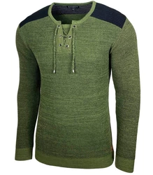Baxboy Strickpullover V-Neck Herren Dunkelgrün/Grün