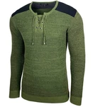 Baxboy Strickpullover V-Neck Herren Dunkelgrün/Grün