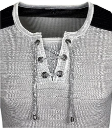 Baxboy Strickpullover V-Neck Herren Grau/Dunkelblau