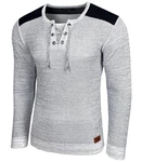 Baxboy Strickpullover V-Neck Herren Grau/Dunkelblau