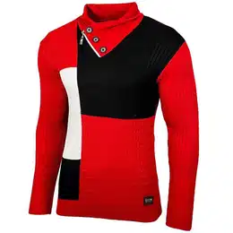 Strickpullover Herren Feinstrick Pullover Stehkragen Pulli B-52213