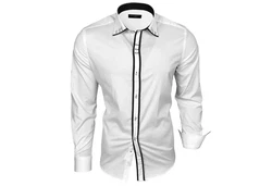 Baxboy Langarmhemd Kentkragen Slim Fit Weiß