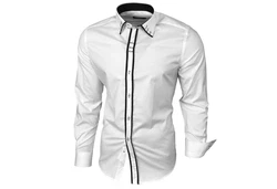 Baxboy Langarmhemd Kentkragen Slim Fit Weiß