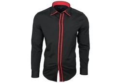 Baxboy Langarmhemd Kentkragen Slim Fit Rot/Schwarz/Dunkelrot