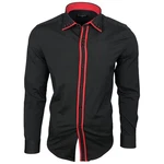 Baxboy Langarmhemd Kentkragen Slim Fit Rot/Schwarz/Dunkelrot