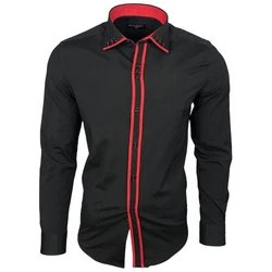 Baxboy Langarmhemd Kentkragen Slim Fit Rot/Schwarz/Dunkelrot