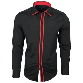 Baxboy Langarmhemd Kentkragen Slim Fit Rot/Schwarz/Dunkelrot