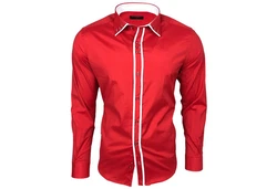 Baxboy Langarmhemd Kentkragen Slim Fit Rot/Dunkelrot