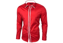 Baxboy Langarmhemd Kentkragen Slim Fit Rot/Dunkelrot