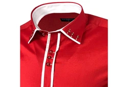 Baxboy Langarmhemd Kentkragen Slim Fit Rot/Dunkelrot