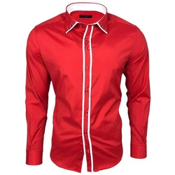 Baxboy Langarmhemd Kentkragen Slim Fit Rot/Dunkelrot