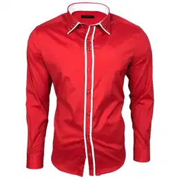 Langarmhemd Herren Hemd Kentkragen Hemden Slim Fit mit Kontrasten Farbe