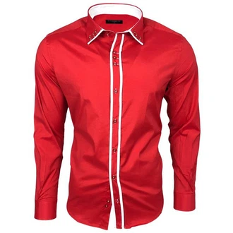 Baxboy Langarmhemd Kentkragen Slim Fit Rot/Dunkelrot
