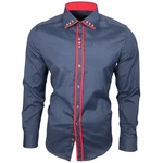 Baxboy Langarmhemd Kentkragen Slim Fit Rot/Dunkelblau/Hellblau